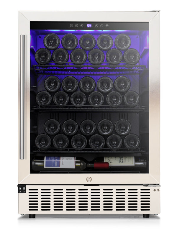 34.2 H X 24 W X 23.4 D 46 Bottle and 156 Cans Single Zone Freestanding Built In Wine Refrigerator